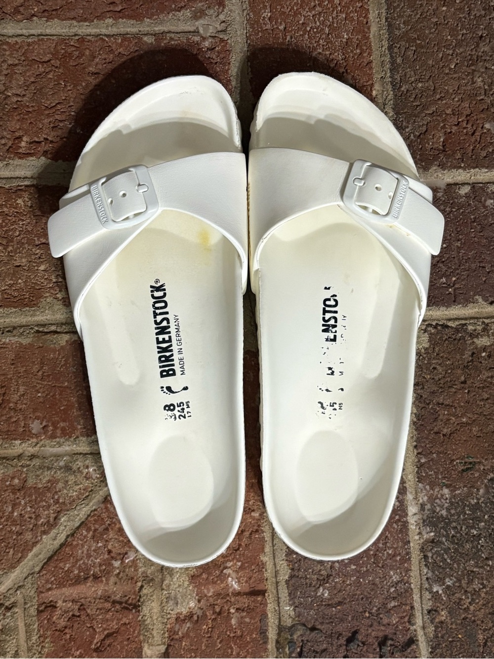 Birkenstock 38 Madrid Essentials White EVA Slide Sandals pool beach summer